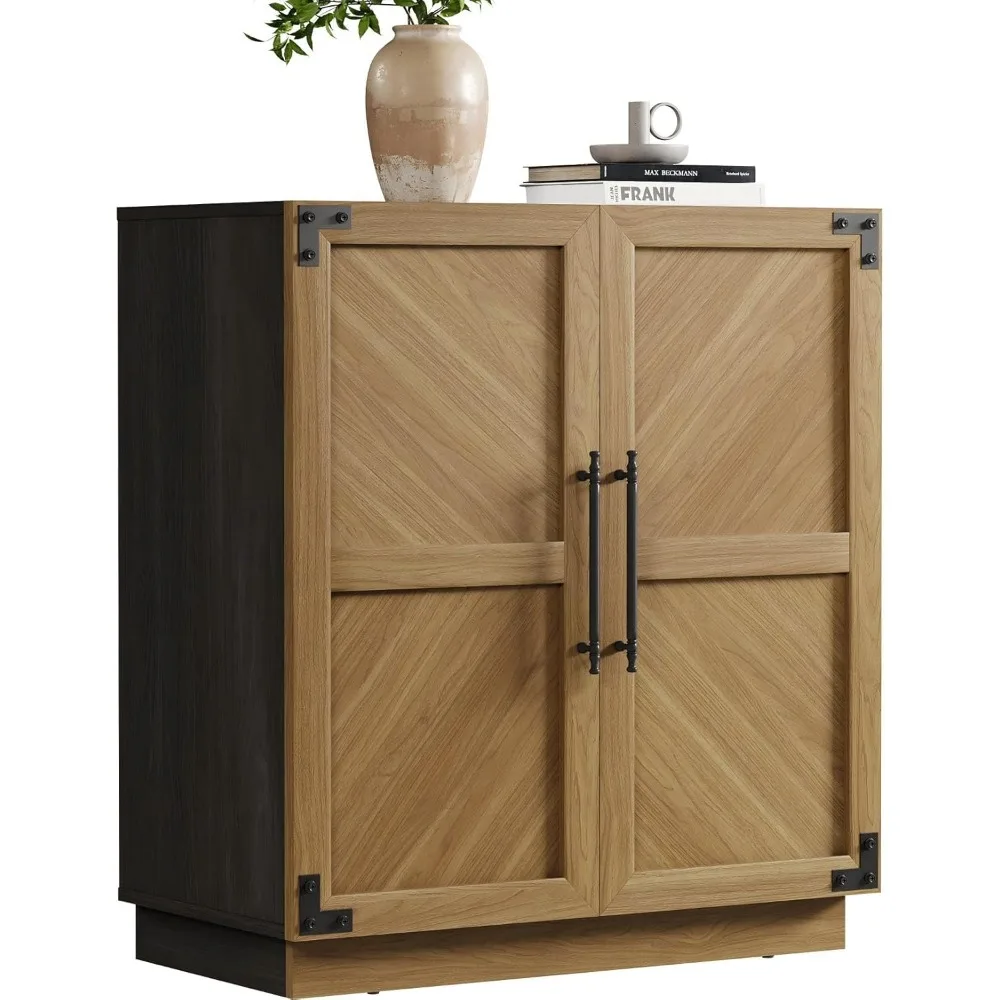 

Sideboard Buffet Cabinet with Storage - Modern Farmhouse Credenza with Doors and Adjustable Shelves Fluted Kitchen Buffe