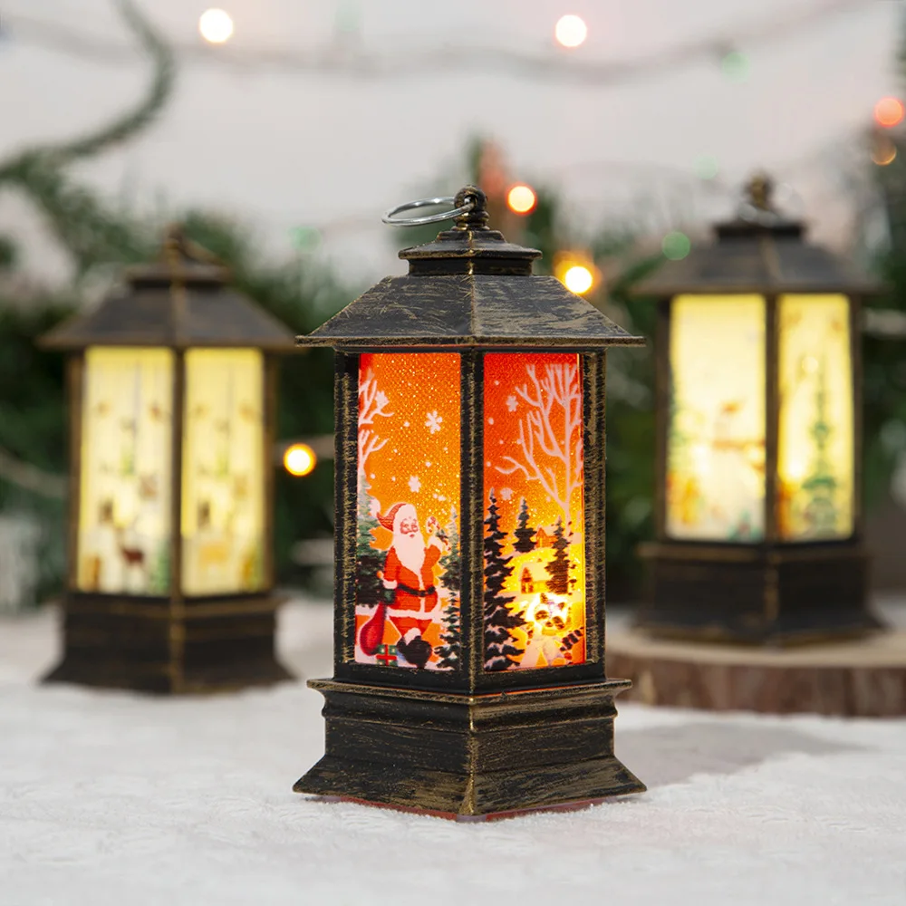 1/2/4PCS Retro LED Oil Lamp Battery Night Light Portable Hanging Lantern for Christmas Tree New Year Gift Home Decor