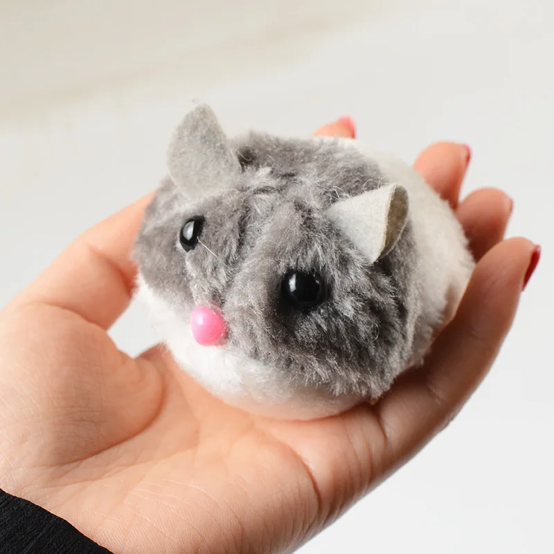 1Pcs Cute Simulation Mouse Will Turn And Run Away Plush Hamster Interactive Toy Funny Cat Dog Automatic Clockwork Toy Fun Gift