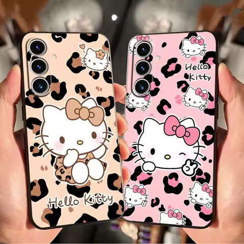 Case for Samsung Galaxy S25 Edge S24 Plus S20 S23 Ultra S21 FE Black Soft Phone Cover Sanrio Hello Kitty Cute