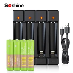Soshine 1.5V 1100mWh Batteries AAA 1100mWh Lithium Rechargeable Battery and Li-ion AA AAA Smart Rechargeable Batteries Charger