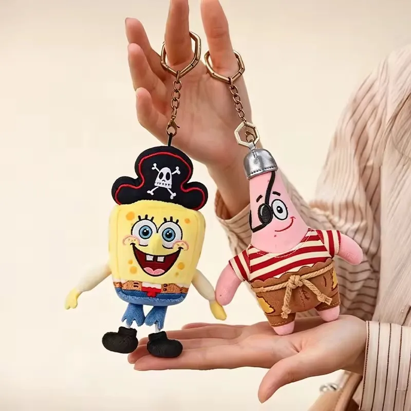 

SpongeBob SquarePants Patrick Star Pirate Plush Keychain Kawaii Soft Stuffed Cartoon Bag Pendant Couple Gift