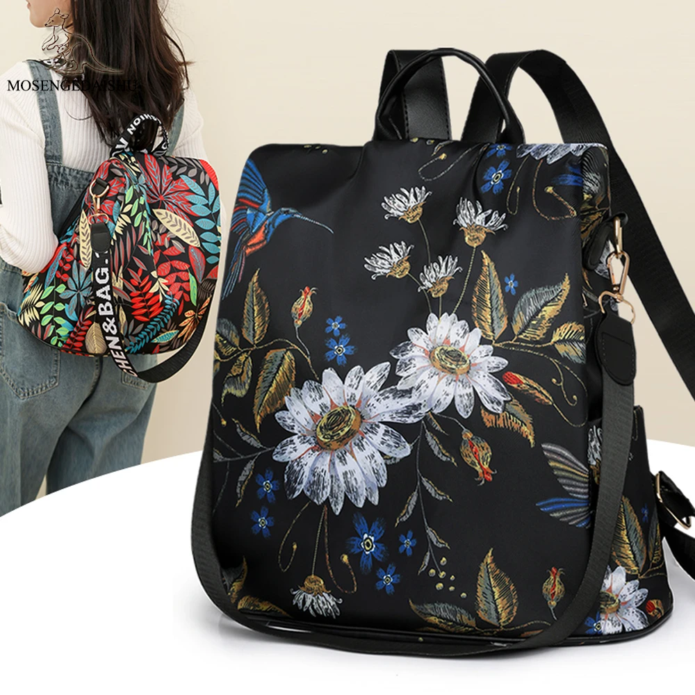 New Multifunction Backpack Women Waterproof Oxford Bagpack Female Anti Theft Backpack Leisure Printing School Bag for Girls 2023