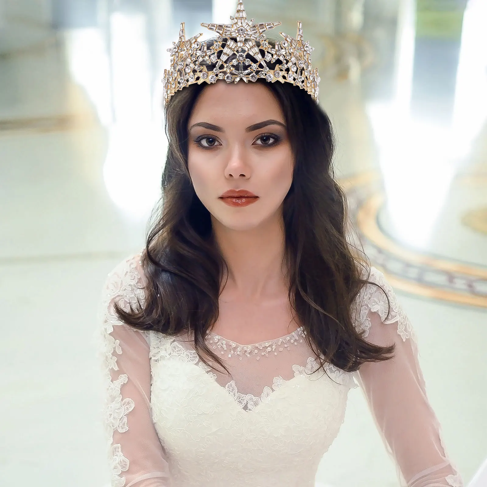 

Rhinestone Crown Headdress Bridal Crystal Hair Hoop For Wedding Party Women Headdress Decor Lightweight Durable Hair