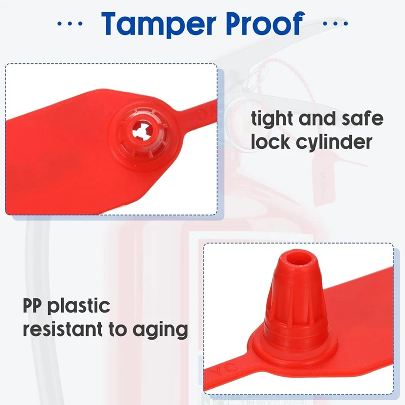 Etiqueta de extintor de incêndio selo número de segurança colar com zíper 250mm comprimento 2000 peças vermelho