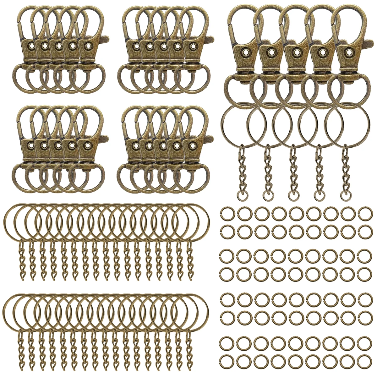 Rotary Clasp Hook Metal Spring Chain Keychain Set