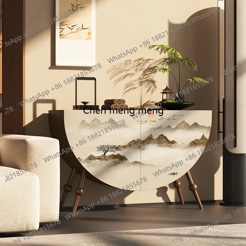 

New Chinese-style zen landscape entrance entrance cabinet, living room decoration cabinet, bedroom bedside cabinet