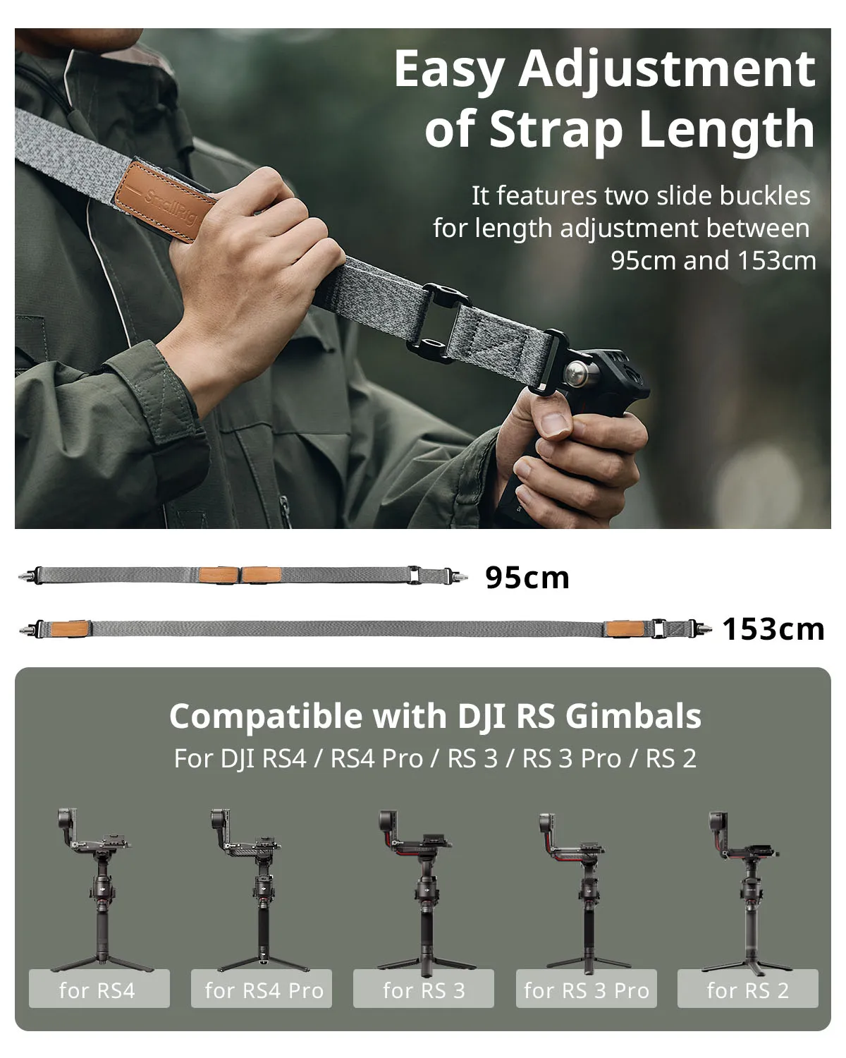 SmallRig-Sangle initiée de réduction de poids, compatible avec la poignée Sling, ceinture de cardan DJI RS4, RS3 Pro, RS4Pro 4118, RS3 RS2