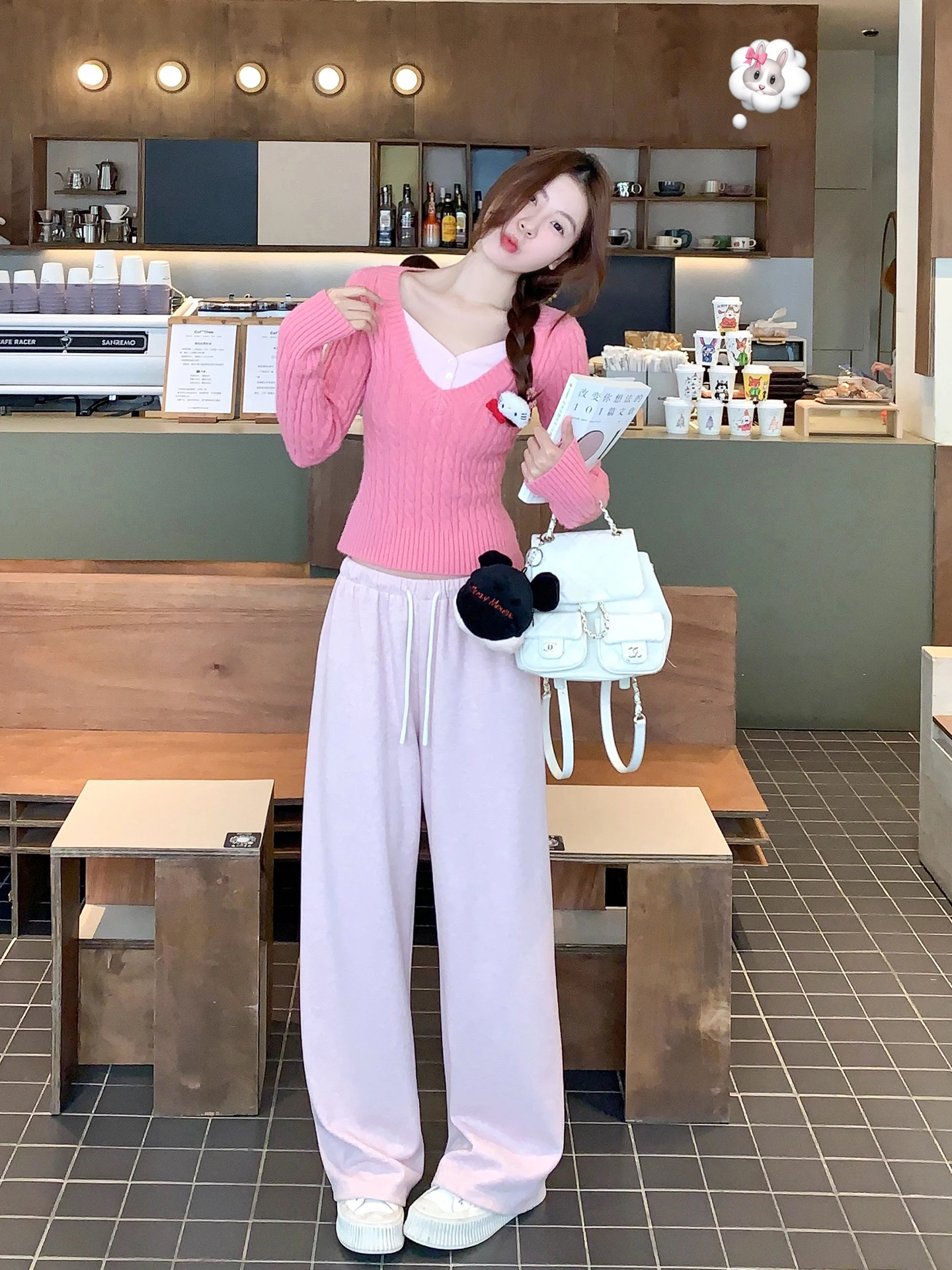 

Корейские повседневные брюки с высокой талией и прямыми штанинами для женщин, зимние, маленьких размеров, свободные, широкие, длинные, на флисовой подкладке