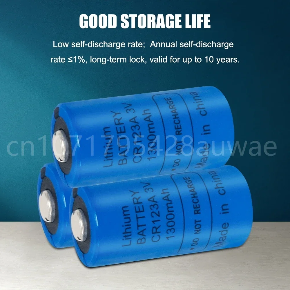 Batería de litio CR123A de 3V con enchufe, 8 Uds., adecuada para cámaras de película, cámaras de inodoro inteligentes, sensores de urinario, Detector de humo