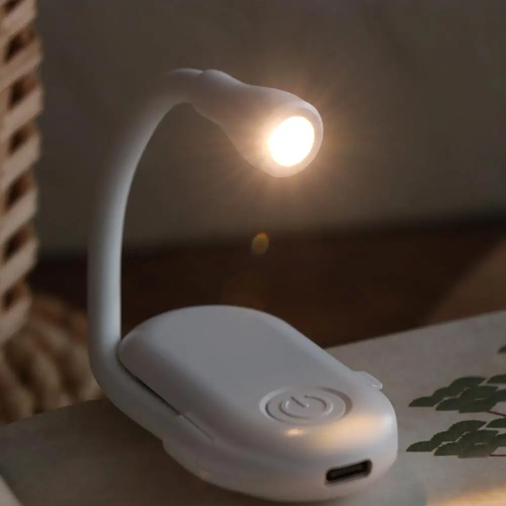 Booklight Dimbaar Mini LED-nachtlampje 360° °   Flip 3-kleuren traploze boekenlampen Kunststof flexibele clip-on studie bureaulamp studie