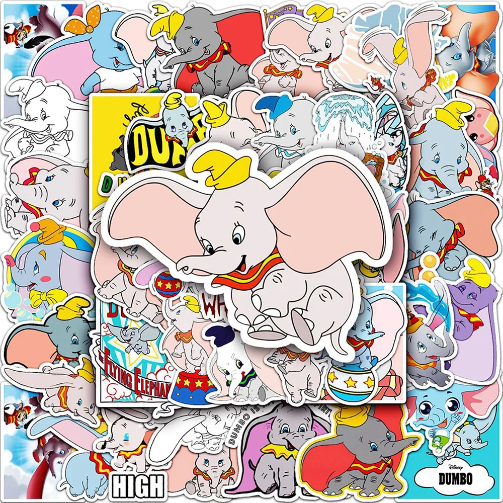 

10/30/50pcs Disney Cartoon Dumbo Stickers for Laptop Scrapbook Tablet Water Bottle Waterproof Graffiti Kids Sticker Decals Packs