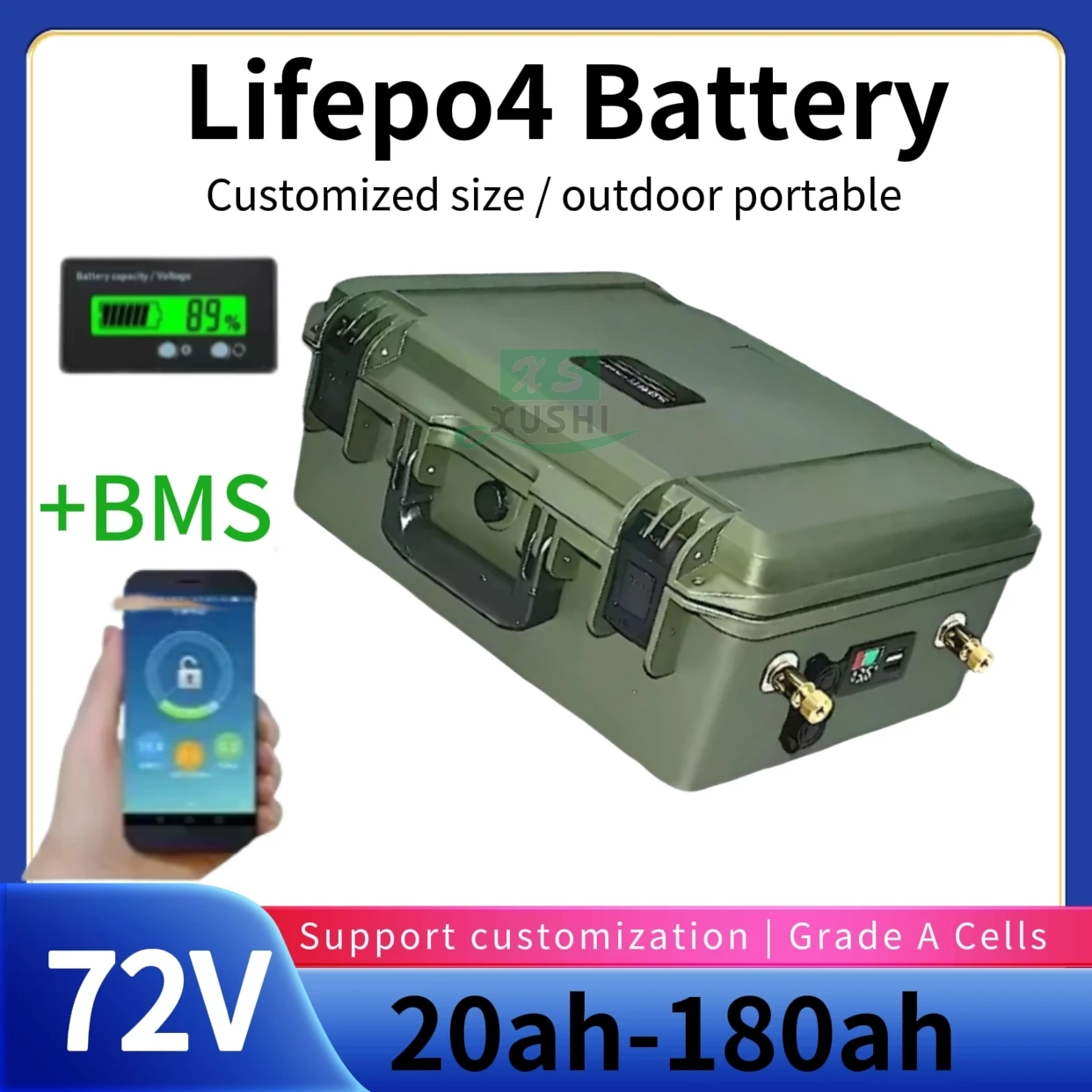 

72V 50Ah 60AH 80AH 100AH 120AH 150Ah 200AH LifePo4 Lithium Battery, Golf Cart, Electric Vehicle+Charger.
