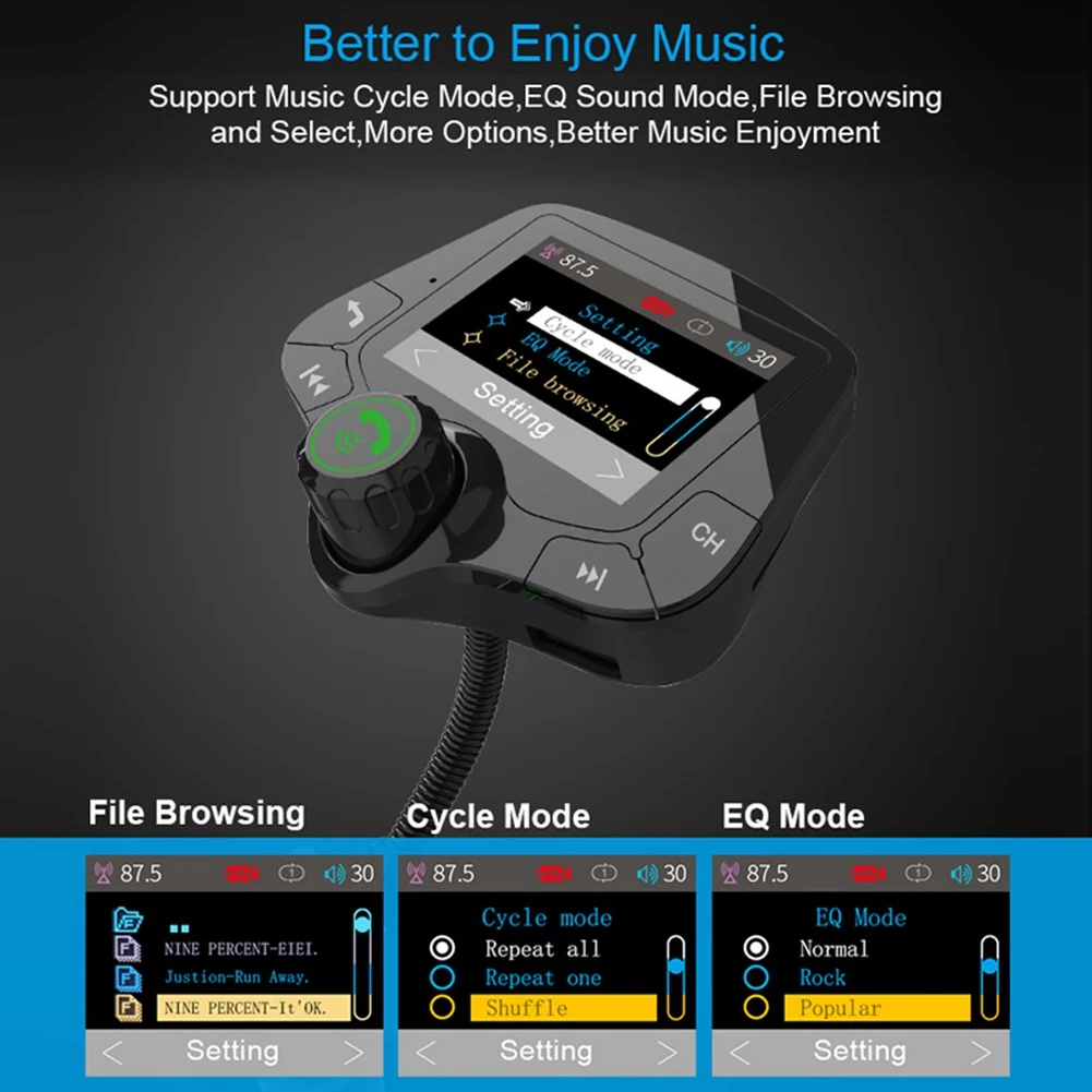 

G24 Bluetooth 5.0 Car Kit Handsfree FM Transmitter QC3.0 Car Charger 2.0 Inch LCD Display AUX Audio Receiver MP3 Player jasmine