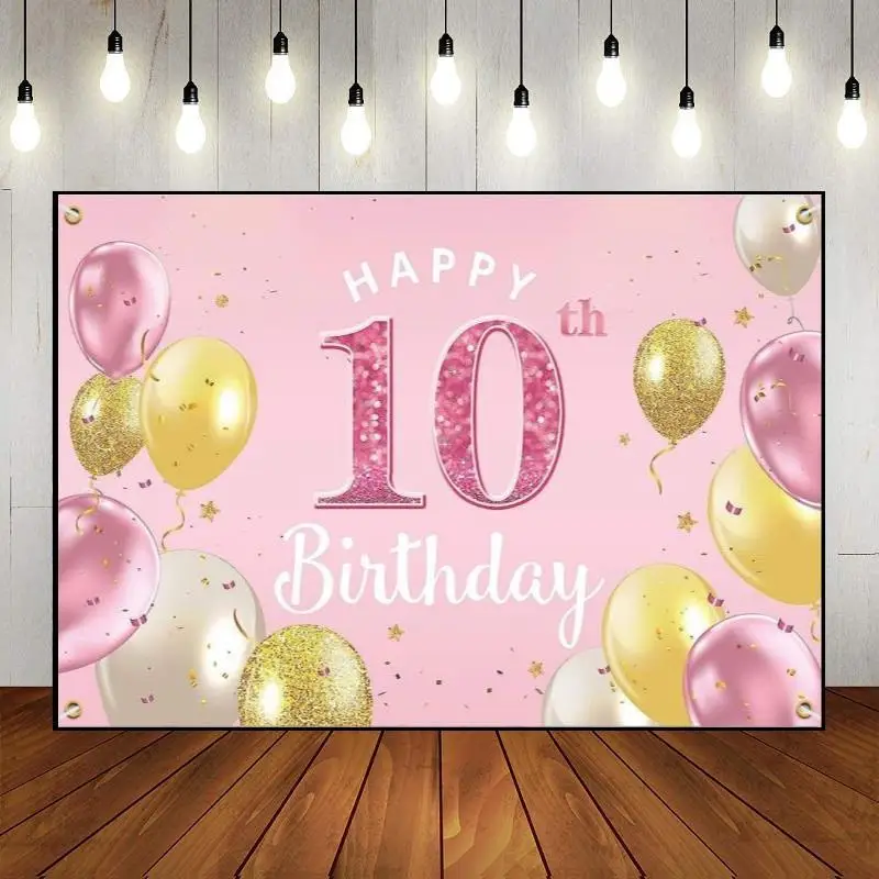 

Prince Princess The Breath of Youth Photography Backdrop Banner Photo Boy Girl Happy 10th Birthday Background Decoration Party