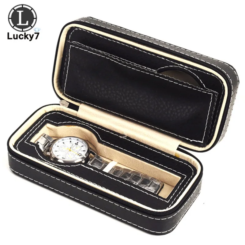 2/4/8-Digits Watch Storage Bag Jewelry Box PU Leather Watch Box Beaded Velvet Zipper Bag For Watch Organize