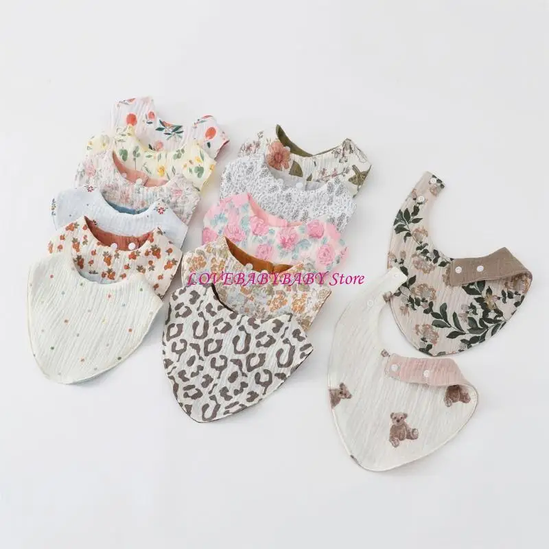 

Baby Flower Print Bib Cotton Feeding Towel 6-Layer Infants Saliva Towel Newborns Burp Cloth Gift for 0-2T Boy Girls 4XBC