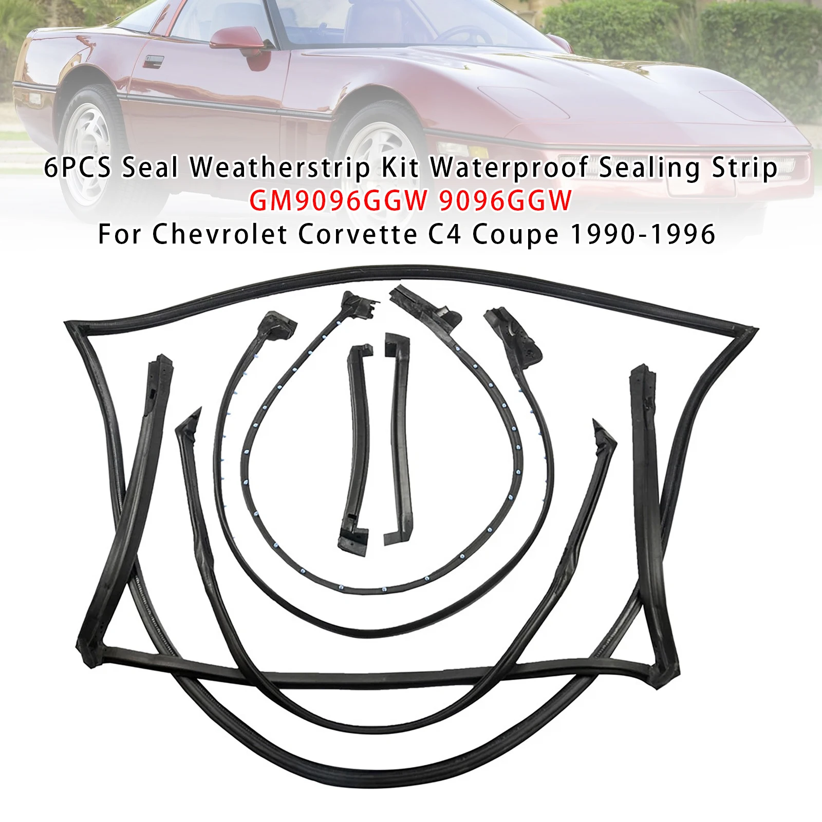 Kit de burlete Artudatech resistente al agua 9096GGW para Chevrolet Corvette C4 Coupe 1990-1996