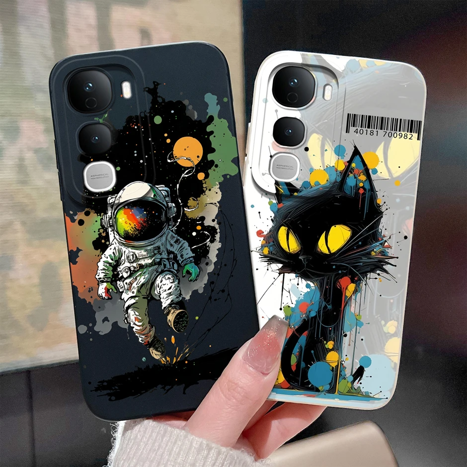 حافظة لهاتف Vivo Y400 Pro 4G 5G غطاء حماية كامل من السيليكون السائل الناعم على شكل قطة كرتونية لطيفة لهاتف VivoY400 Fundas VivoY400Pro Coque #2