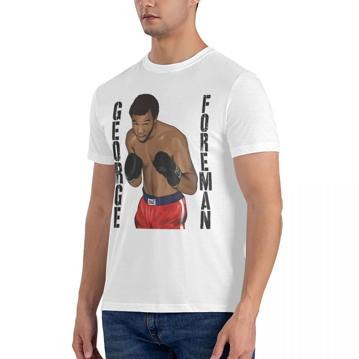 Boxer T Shirts for Men Pure Cotton Fun T-Shirts Round Collar George Foreman Tee Shirt Short Sleeve Clothes Printing