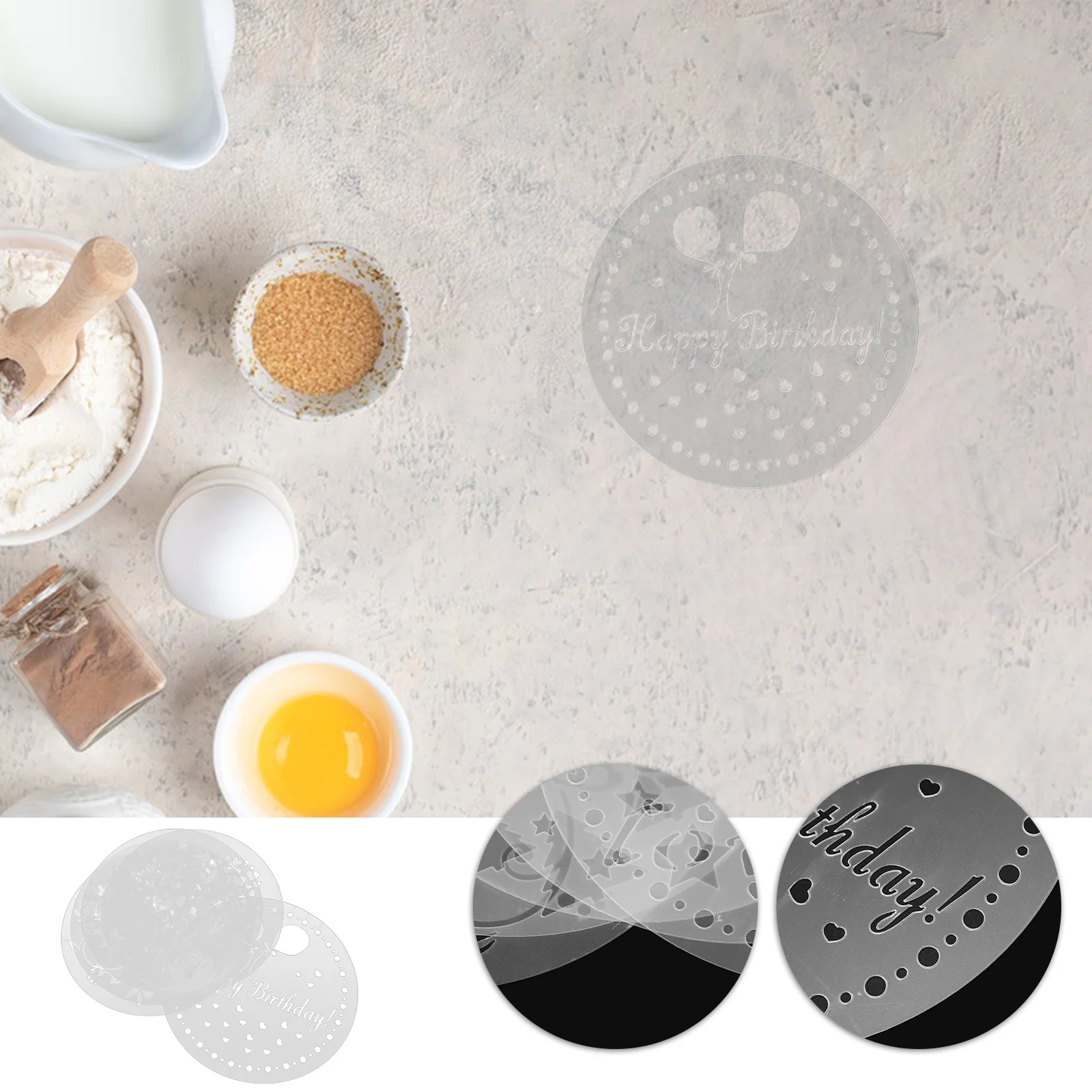 

1Set Coffee Stencils Set Professional Latte Decoration Tools Easy Clean Reusable Molds for Cocoa DIY Cappuccino Cake