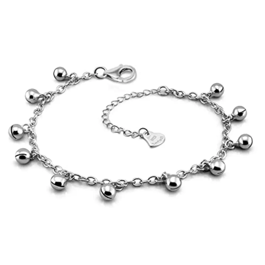 

Delicate Women 925 Sterling Silver Ankle s Cute Bell Chain Beach Boho Adjustable Size Jewelry Gift for her