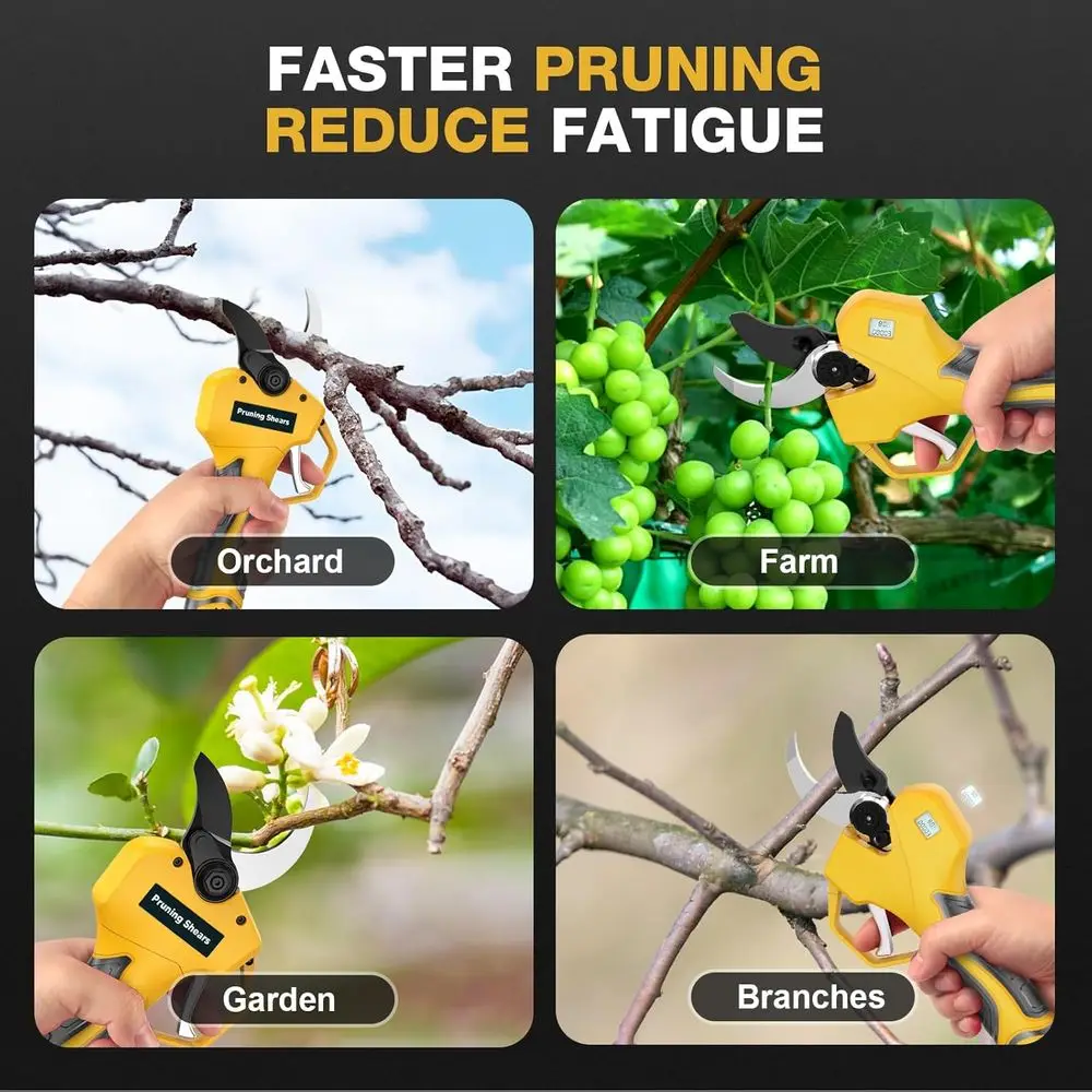 Electric Pruning Shears, Lopper 1.5-2In(50mm),2 * 2000mAh 21V Battery, Professional Cordless Pruning Shears with LCD Display 100