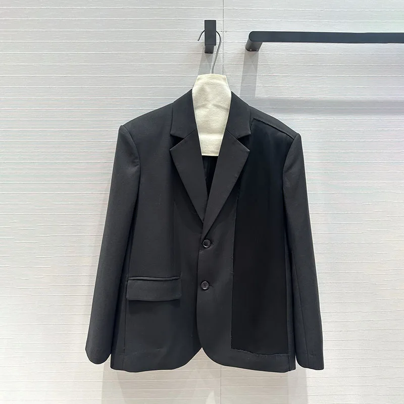 Abbigliamento donna 2k autunno e inverno ricamo digitale lucido splicing risvolto spalline blazer per donna 2024nuova giacca da donna