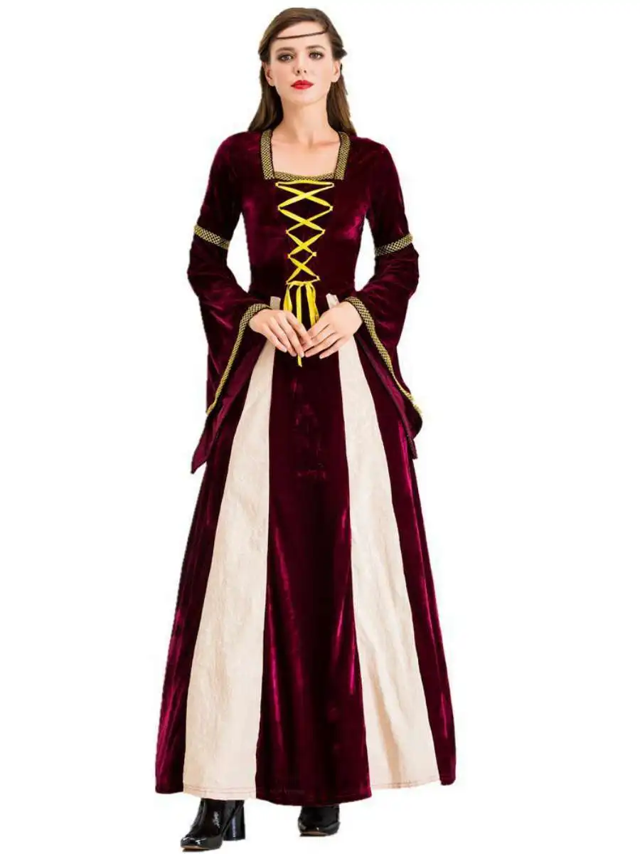 

loween Queen Godd Court Princ Vintage Long Dr Stage Play Performance Costume Medieval Retro Women's Ethnic Wear