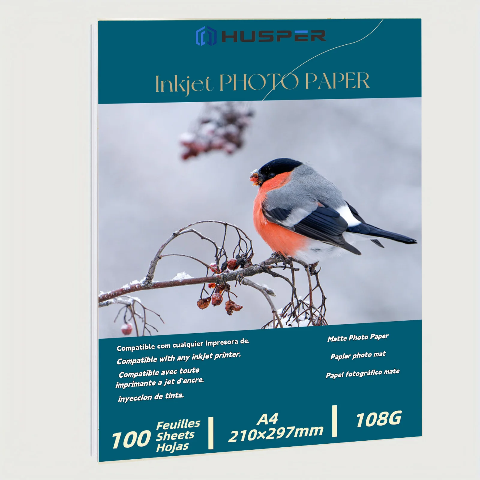 HUSPER A4 Size 108G Matte 100 Sheets Photo Paper for Inkjet Printer