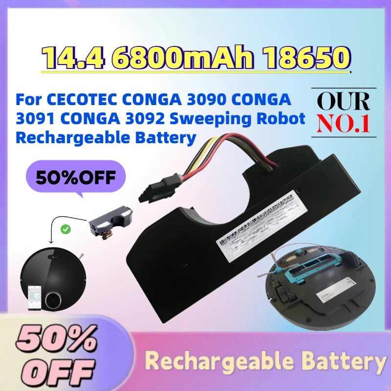 

High-Quality 14.4 6800mAh 18650 Li-Ion Battery for CECOTEC CONGA 3090 CONGA 3091 CONGA 3092 Sweeping Robot Rechargeable Battery