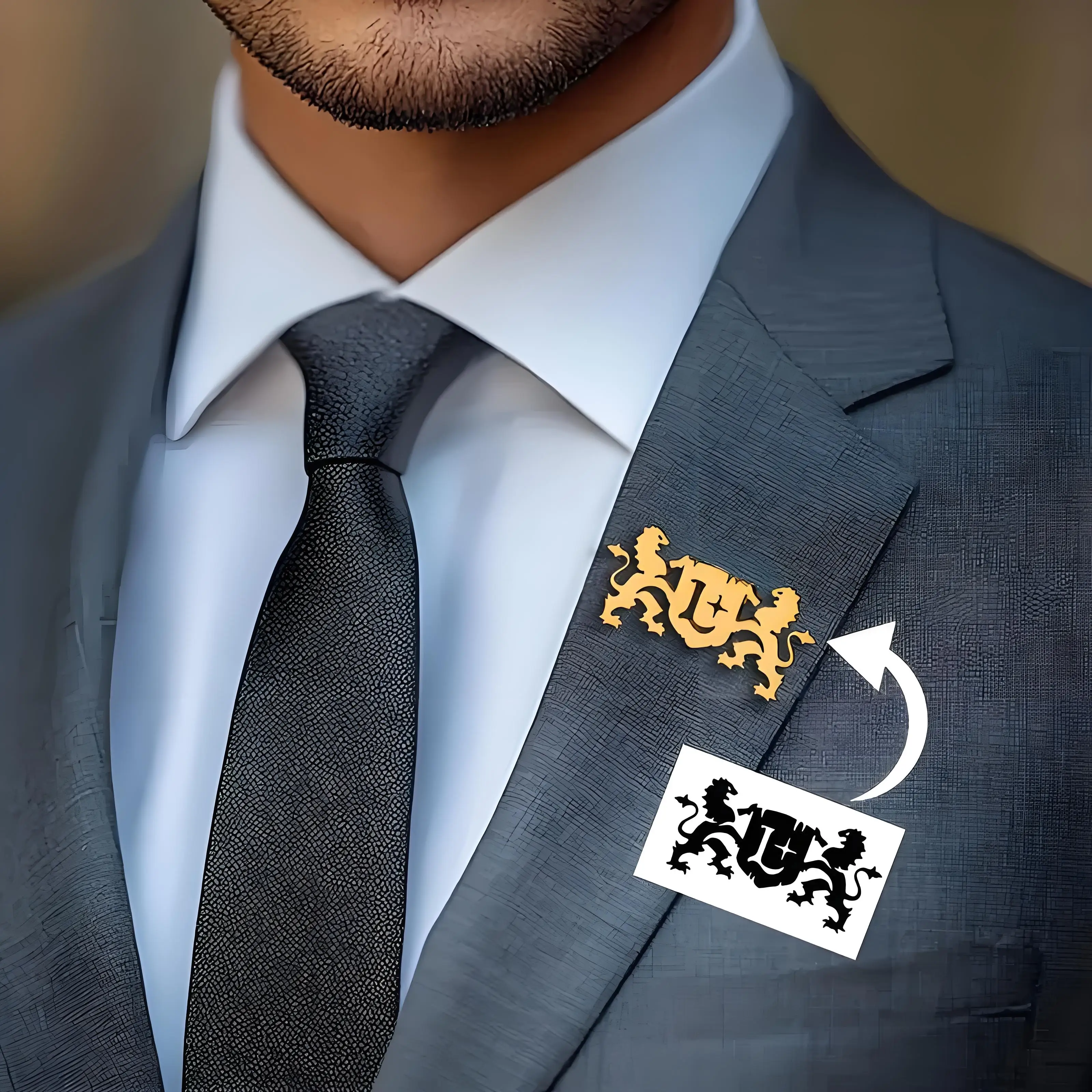 Custom Logo/Image Men’s Replaceable Brooch Set, Metal Lapel Pins for Formal Suits, Ideal for Business & Personalized Gifting