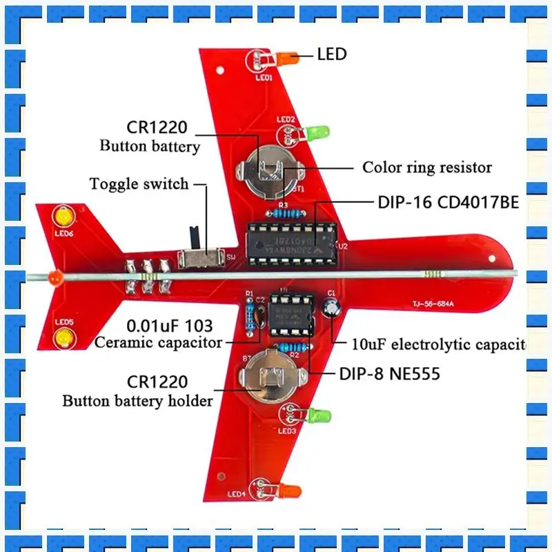 

ABNG Small Aircraft Flash Circuit Cd4017 Flow Lamp DIY Welding Practice Circuit Board Parts