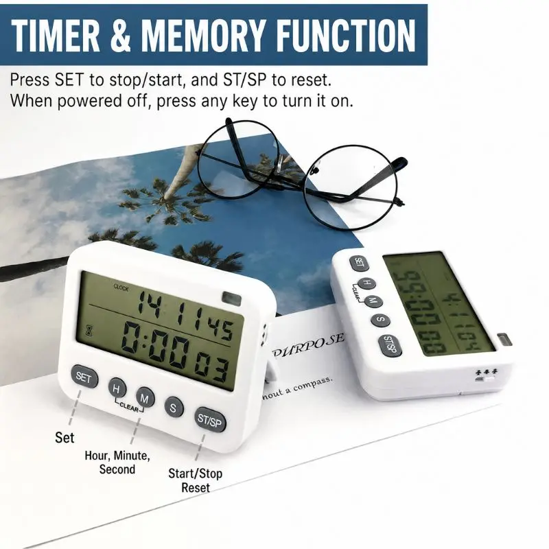 99 Minutes Countdown Timer Silent Mode  Kitchen Cooking Reminder Timer Portable Time Management Device For Study