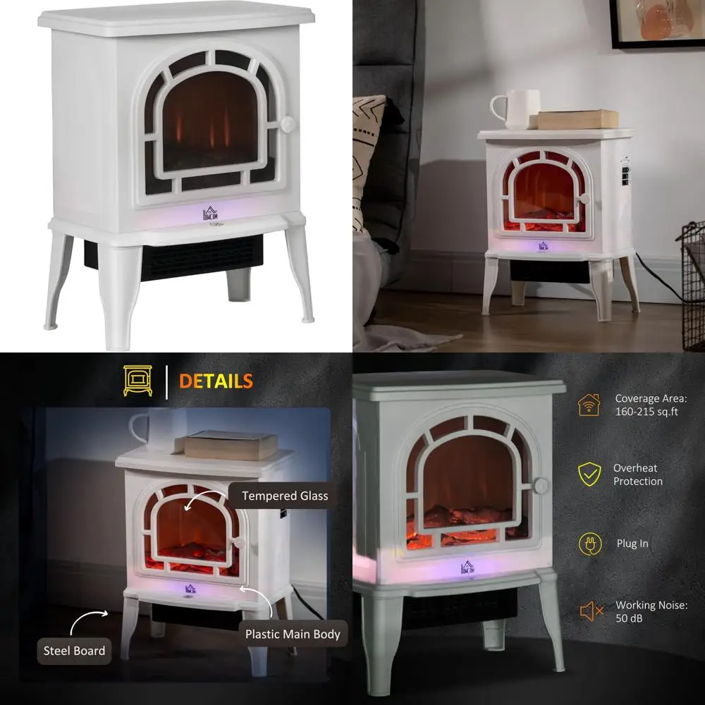 

Electric Fireplace Heater with Realistic LED Flames, Adjustable Temperature, Overheat Protection, Freestanding Stove for Home Us