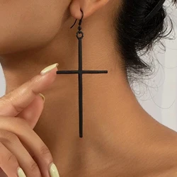 European and American Fashion Big Cross Earrings Simple Women Elegant Gold Color Cross Drop Dangle Earrings Jewelry Wholesale