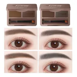 Waterproof Eyebrow Powder Palette with Brush Double Color Makeup Cosmetic Enhancers Pigment Natural Shadow Eyebrow Lasting A3R5