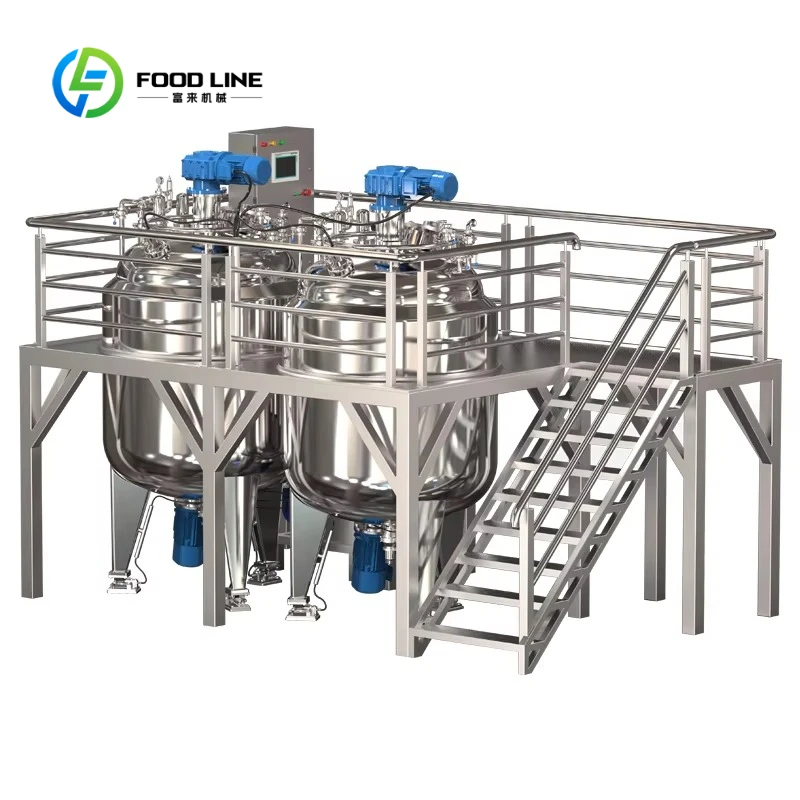 Customized Cosmetic Vacuum Homogenizing Mixer Double Stainless Steel Mixing Tank with Control Cabinet Vacuum Emulsifier