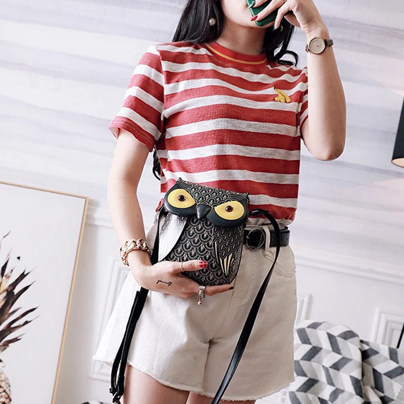 

Women Shoulder Bag Cute Owl PU Leather Small Crossbody Bag Casual Handbag Girls Messenger Pack Vintage Ladies Hasp Phone Purse