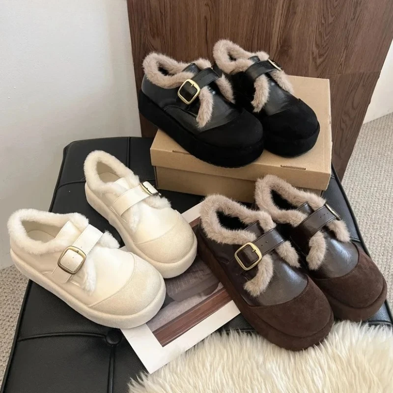 الدافئة القطن النساء منصة الشقق متعطل موجزة فستان الحفلات أحذية الخريف الشتاء السيدات الراحة الانزلاق على أحذية مبطنة بالصوف