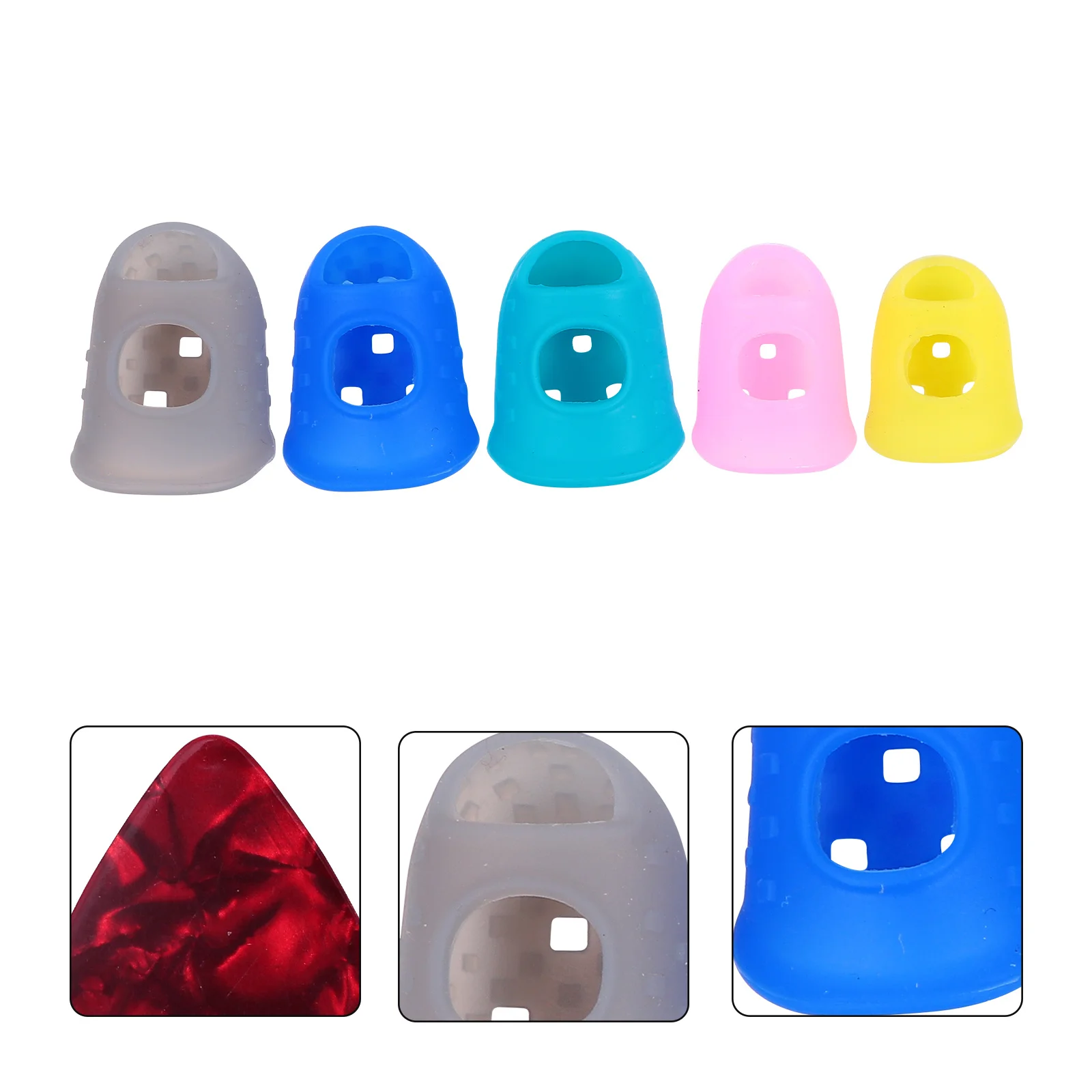 

1Set Guitar Finger Protector Silicone Finger Sleeves Protective Covers Flexible Comfortable Ukulele Playing Tools Pain Relief