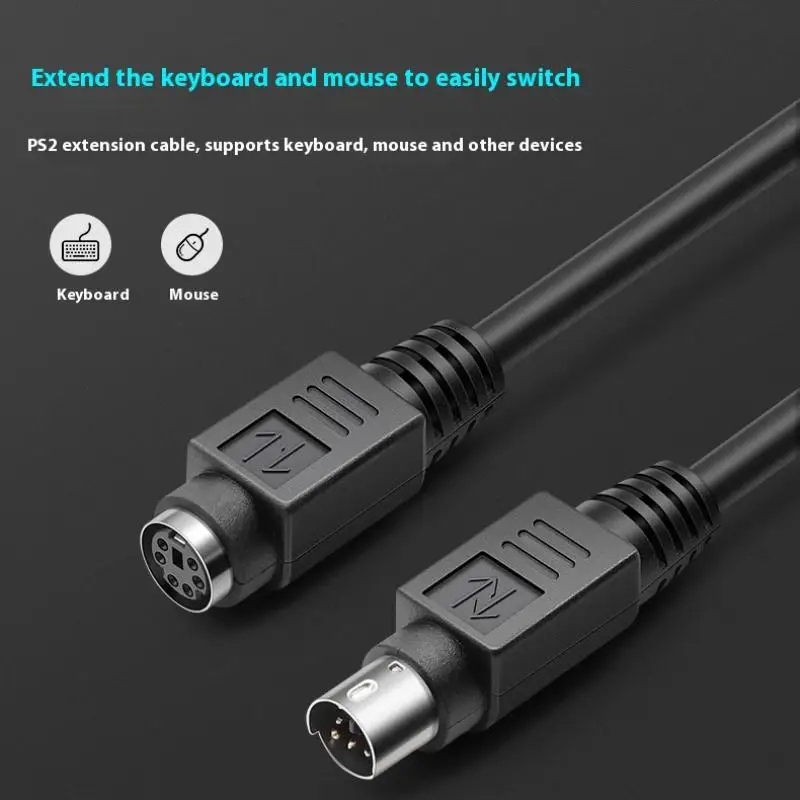 1 Piece Pure Copper Mouse Keyboard Extension Cable Head Round  Male To Male To Female 6 Pin MD6 Pin Extender