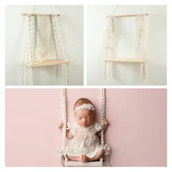 Accesorios de fotografía de cuna giratoria para recién nacido, cesta de madera para sesión de fotos de bebé