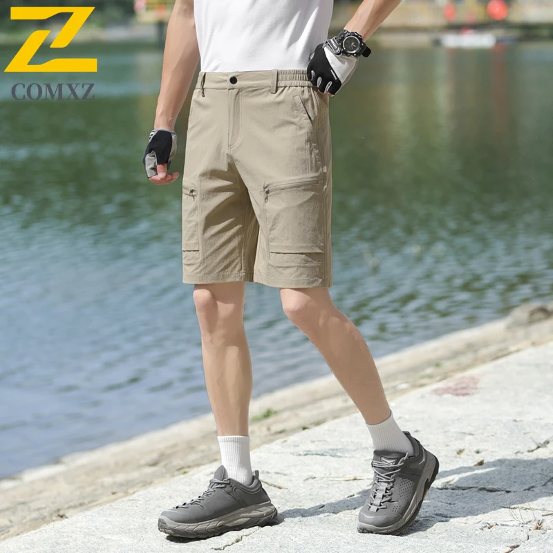 

Мужские шорты для спецодежды, новинка лета 2025 г., быстросохнущие дышащие эластичные брюки с несколькими карманами, пять четвертей, спортивные пляжные шорты на открытом воздухе