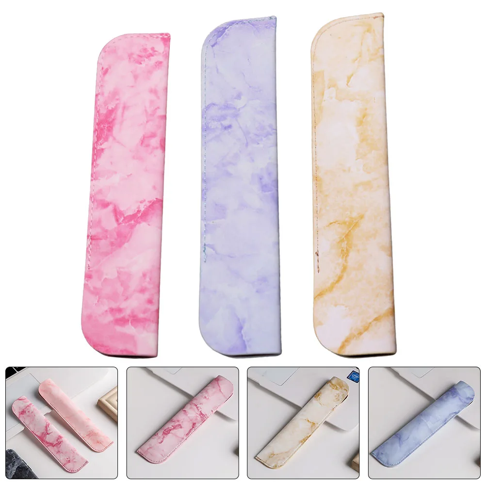 

3 Pcs Bag Protective Case Single Double PU Pen Cover Holder Drawstring Pouch Storage Marble Pattern Pen Cylinder