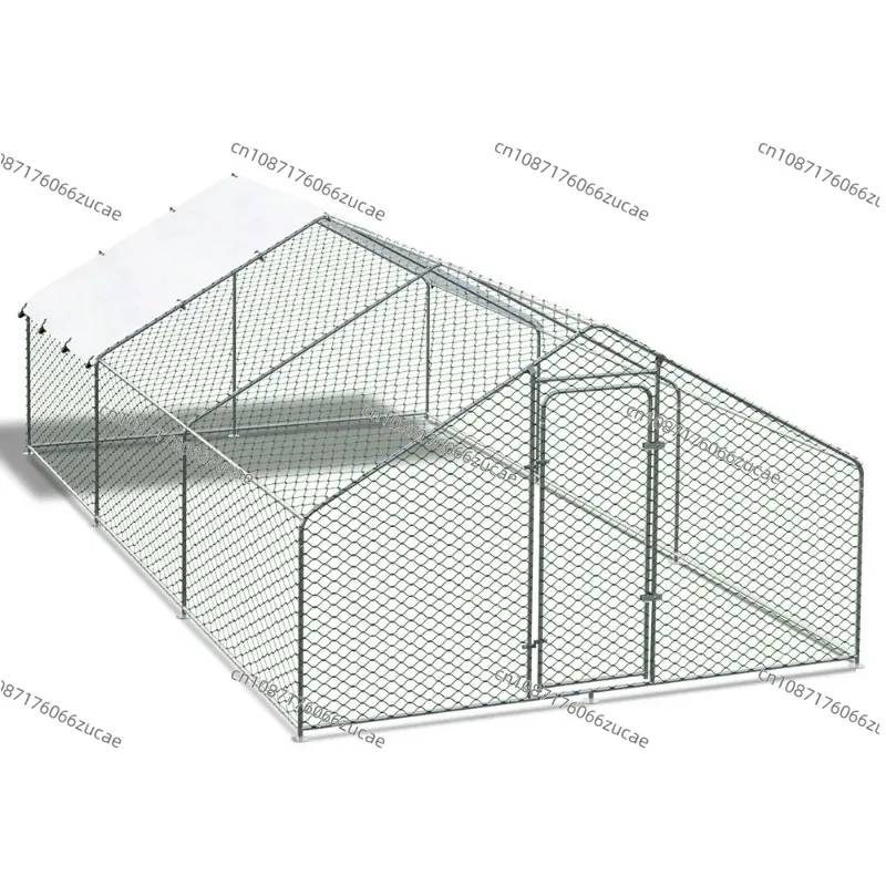 

Chicken Coop with Roof Cover Heavy Duty Animal Cages Rabbit Hutch Chicken Cage Galvanized Chicken Run Metal Print Small Animals