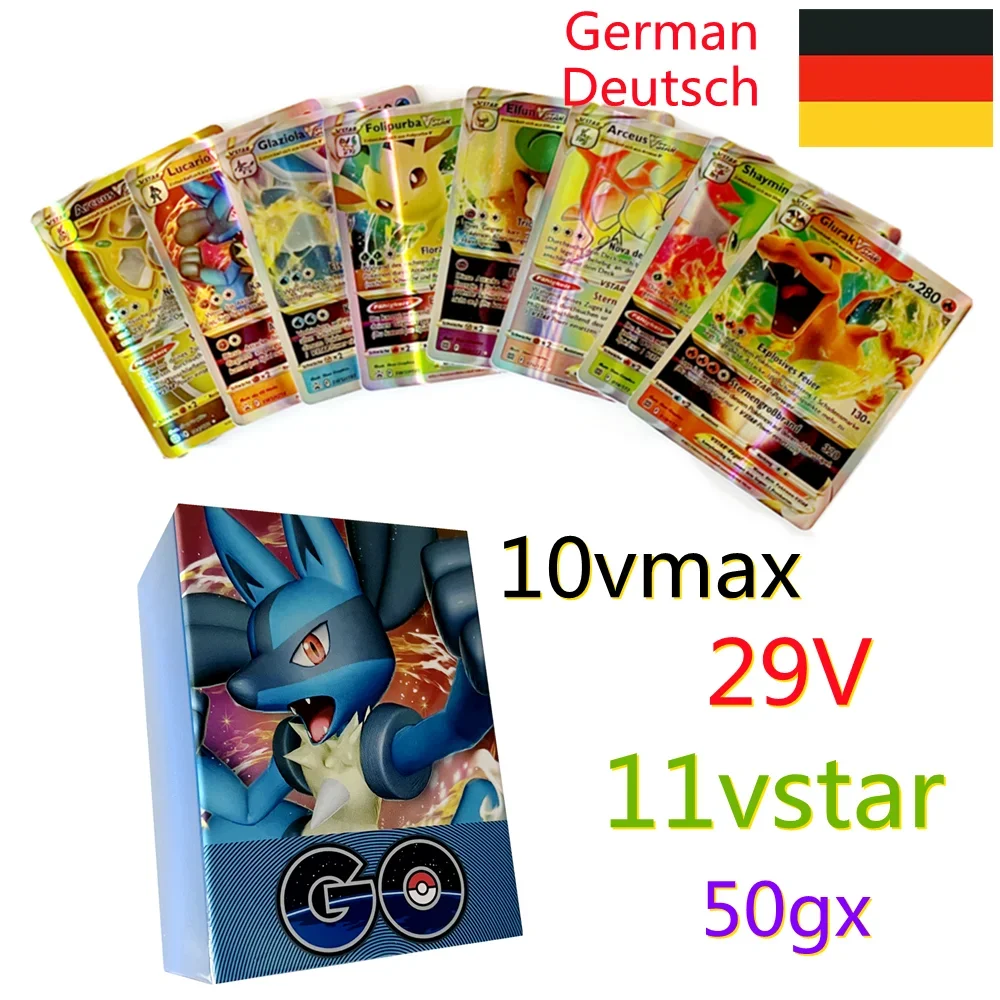 Pokemon Cards in German Vstar Vmax GX Limited Shiny Rainbow Arceus Pikachu Charizard Holographic Playing Cards Kids Gift