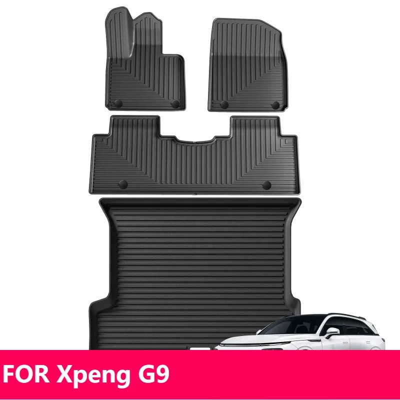 

Для Xpeng G9 TPE 3D автомобильные коврики, водонепроницаемый всепогодный черный комплект багажника