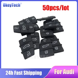 OkeyTech 50pcs/lot 3 Button Replacement Pad Rubber Remote Key Fob For Audi A3 A4 A5 A6 A8 Q5 Q7 TT S RS key pad Free Shipping