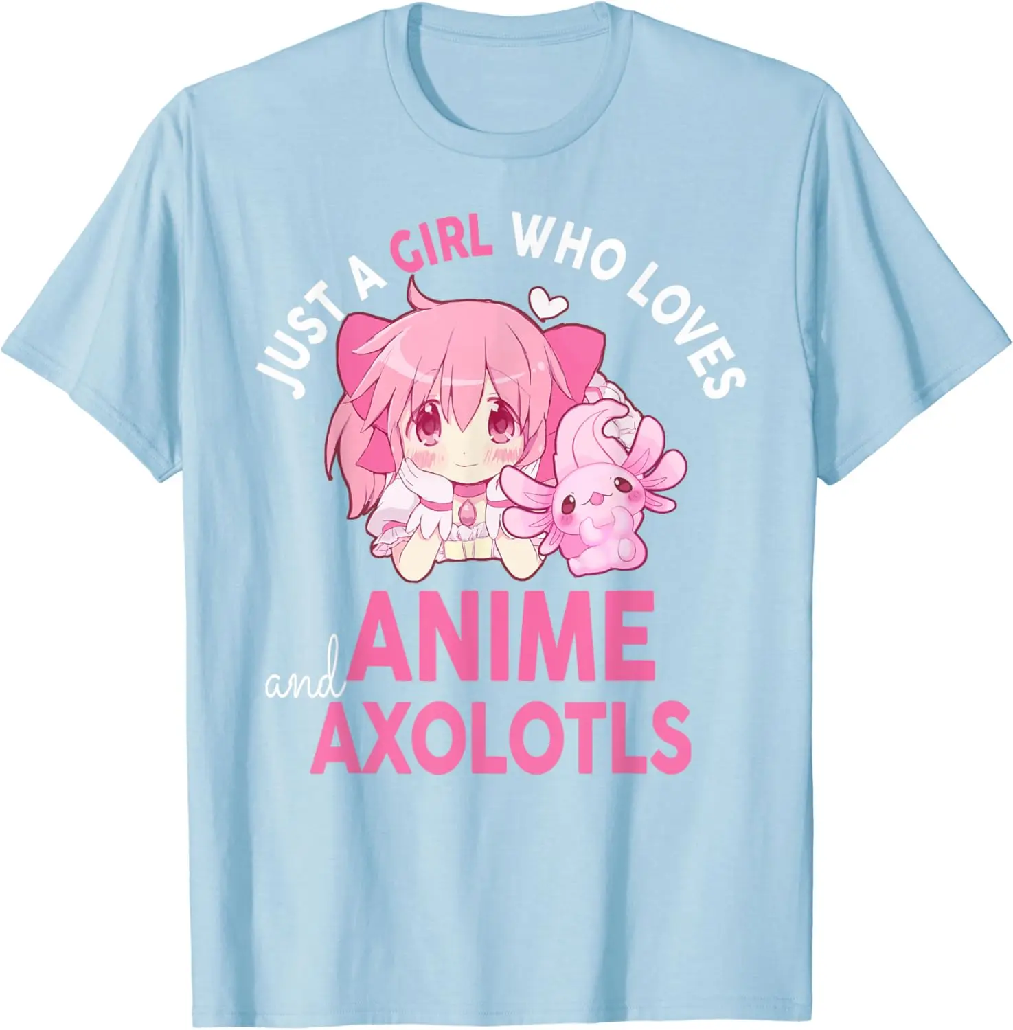 Men Women Clothes Oversized Cotton Tees Girl Who Loves Anime Axolotls Cute Kawaii Teen Girls Kids T-Shirt Casual O-Neck Tee Shir